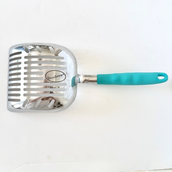 DuraScoop Metal Cat Litter Scoop with Teal Handle - Picture 3 of 10